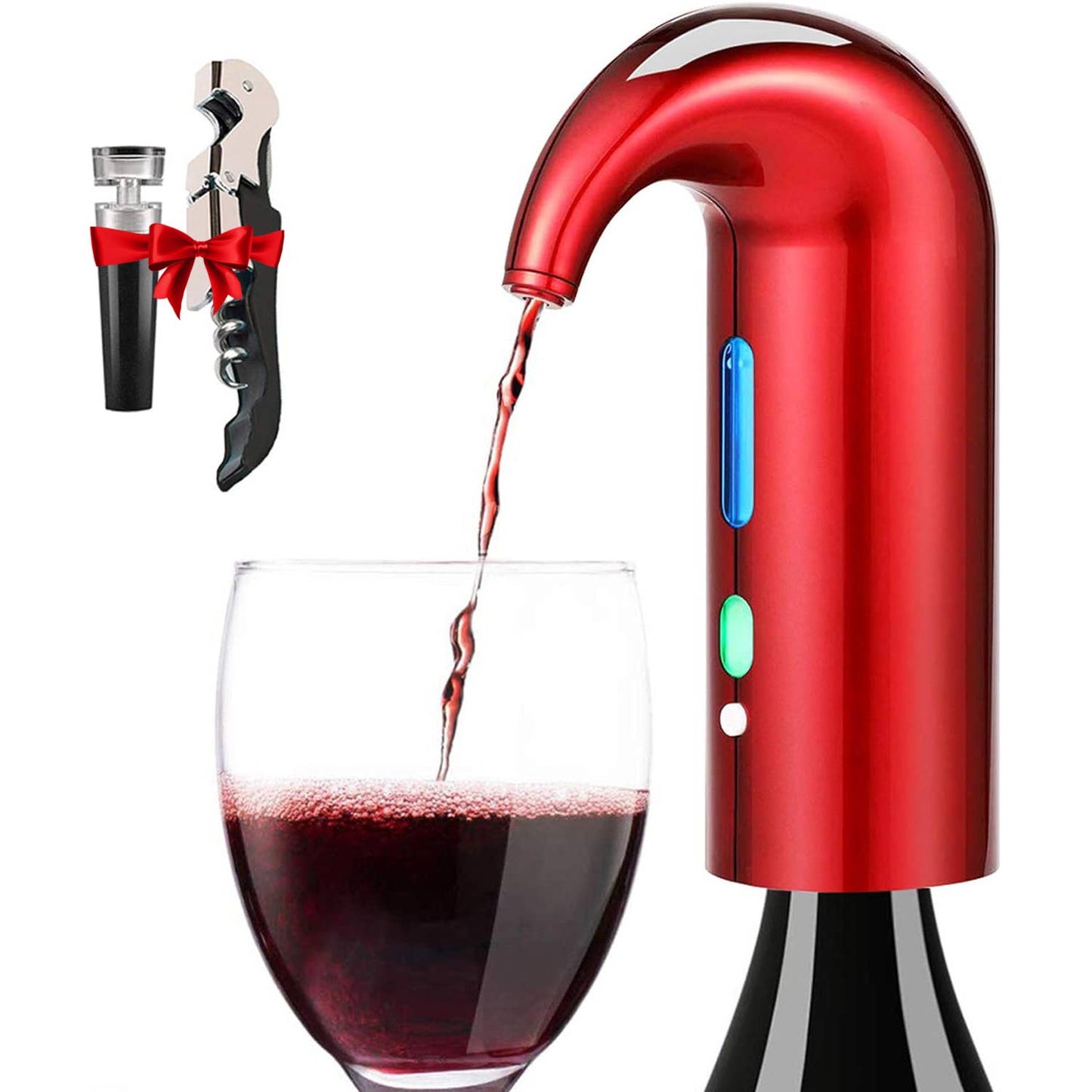Electric Wine Aerator Dispenser - Portable Wine Accessory: Black