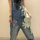 Luxury Denim Bleached Overall Jumpsuit