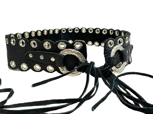 Black Grommet Fringe Belt