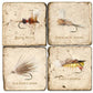 Fishing Flies II - Tumbled Marble Coasters Set/4