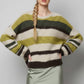 Brushed Stripe Knit Sweater in Multi Green