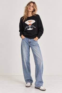 Martini Graphic Knit Sweater in Black