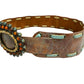 Gemstone & Brown Leather Belt