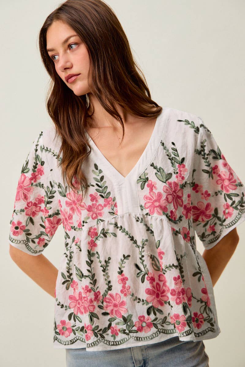 Embroidered Floral Blouse