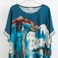 Relaxed Fit Italian Silk Top- Teal. O/S