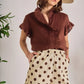 Ruffled Short Sleeve Chocolate