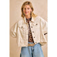 Preorder IVORY OVERSIZED CAPE SLEEVE CROPPED DENIM JACKET: IVORY