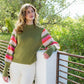 Knitted Bishop Sleeve Sweater: OLIVE