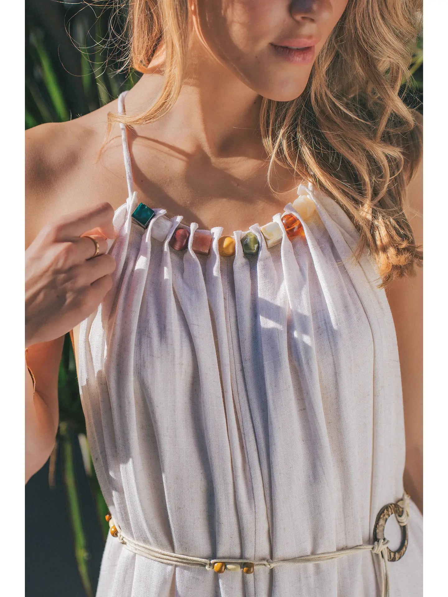 Oatmeal Halter Dress in Linen