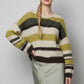 Brushed Stripe Knit Sweater in Multi Green
