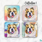 Bulldog Tan & White Set of 4 Coasters