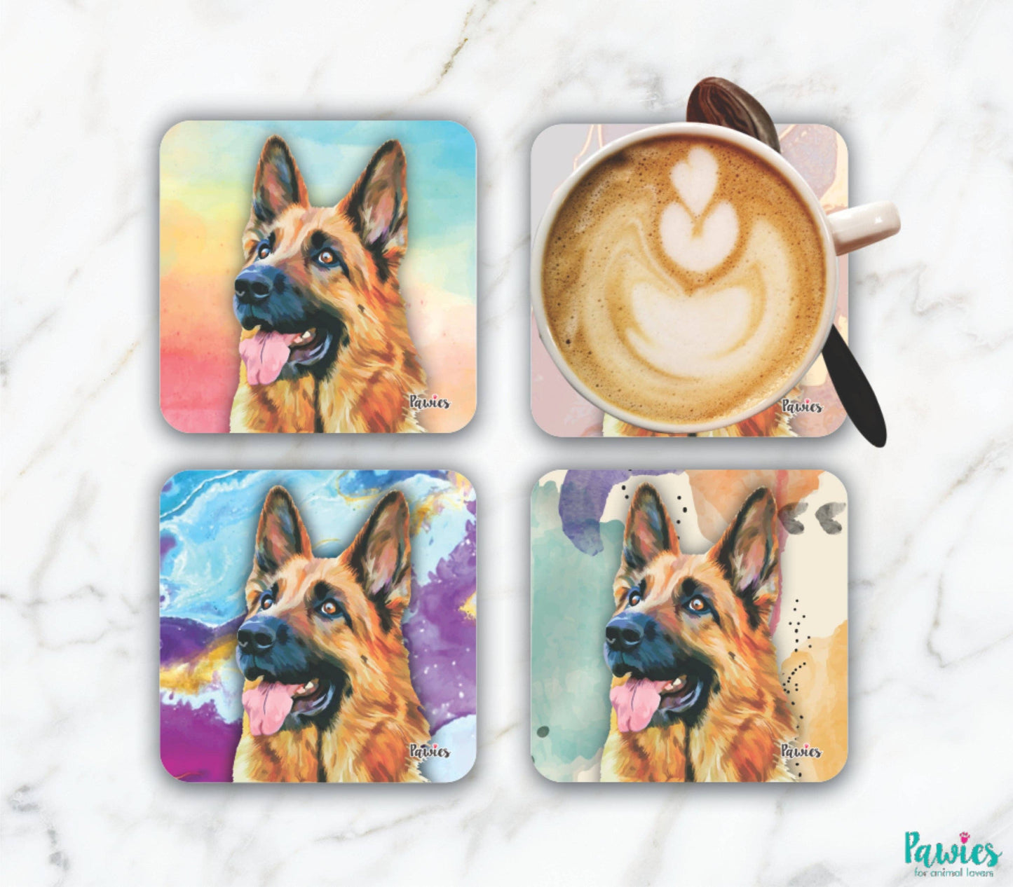 German Shepherd Set of 4 Coasters