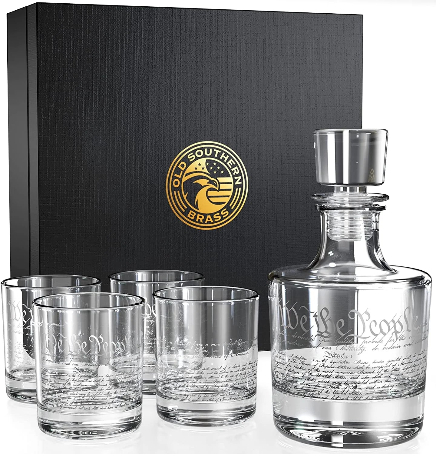 Constitution of the United States Decanter Whiskey Glass Gift Set
