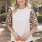 Animal Print Bubble Sleeve  Knit Top