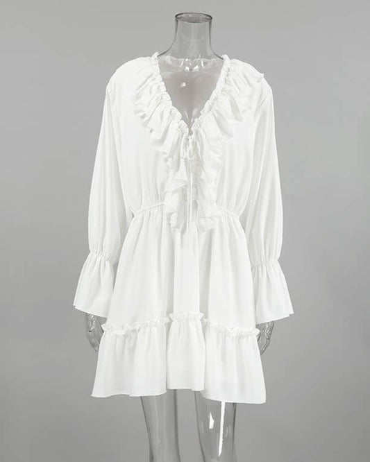 Chiffon  Lace-Up Dress