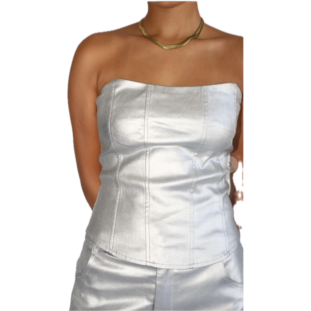 Metallic PU Corset Top