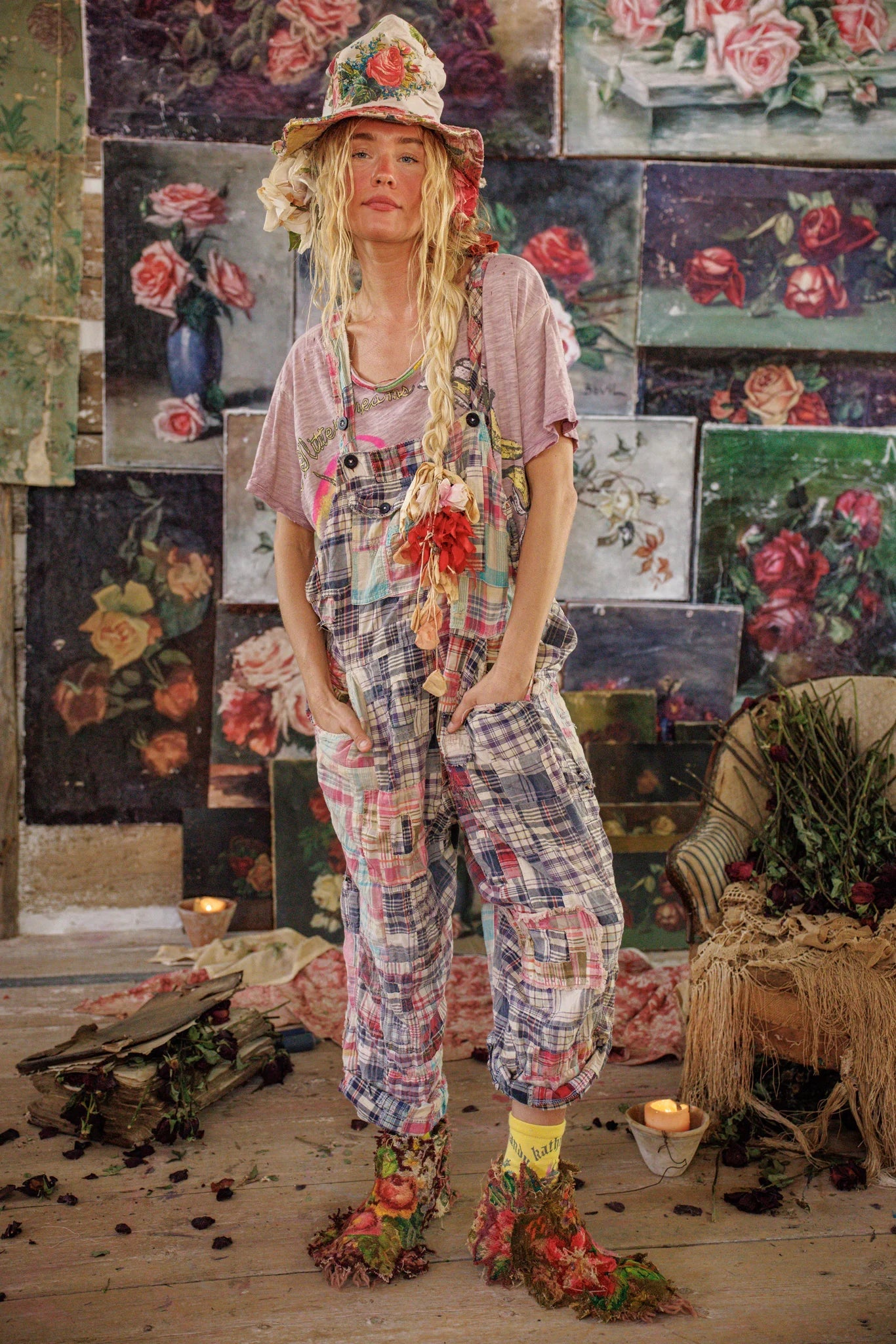 Magnolia Pearl OVERALLS 073-MADRB-OS  Patchwork Love Overalls