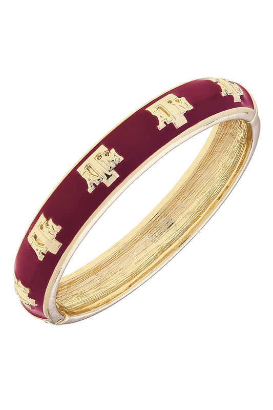 Texas A&M Aggies Sculpted Enamel Logo Hinge Bangle in Maroon: Maroon