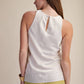 Round-Neck Sleeveless Minimalist Top: Cream