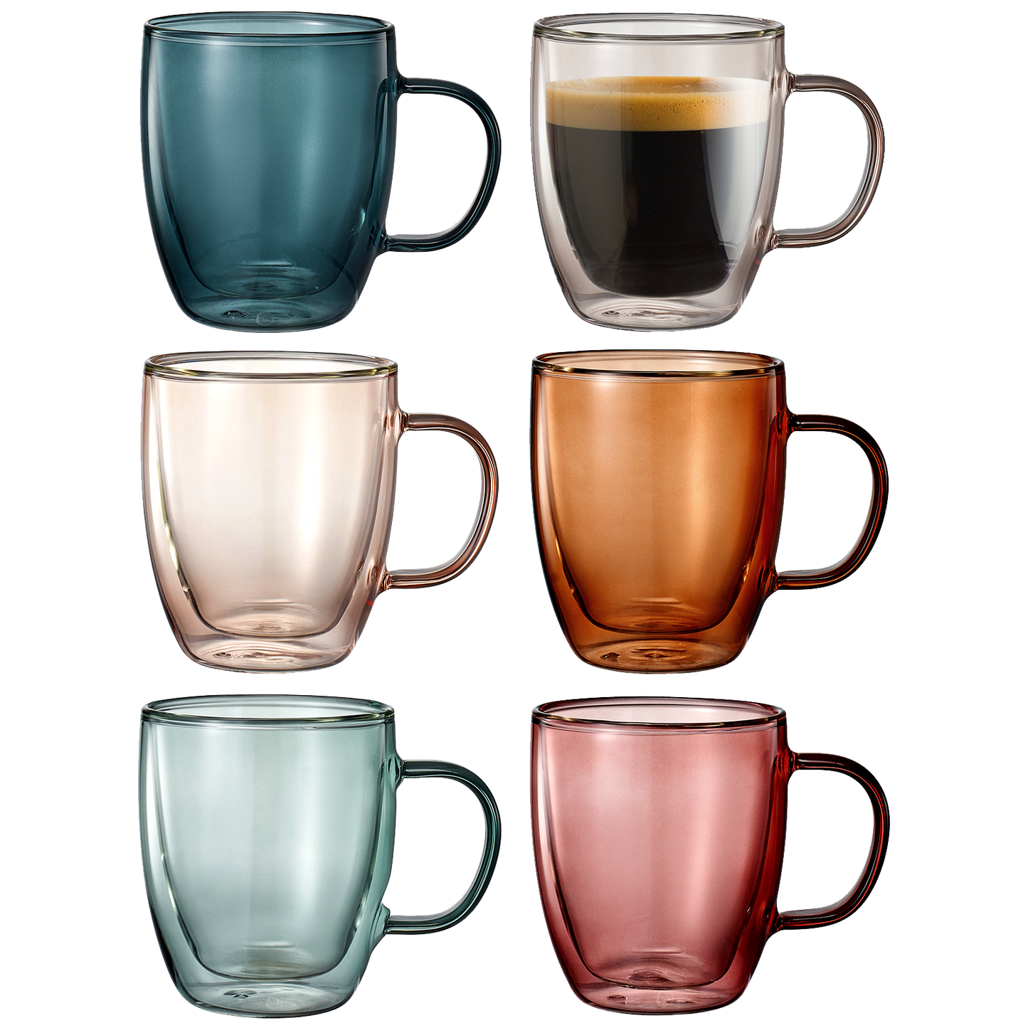 Double Wall Insulated Colored Glass Mugs