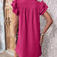 Multi-layer lotus sleeve V-neck long pullover dress