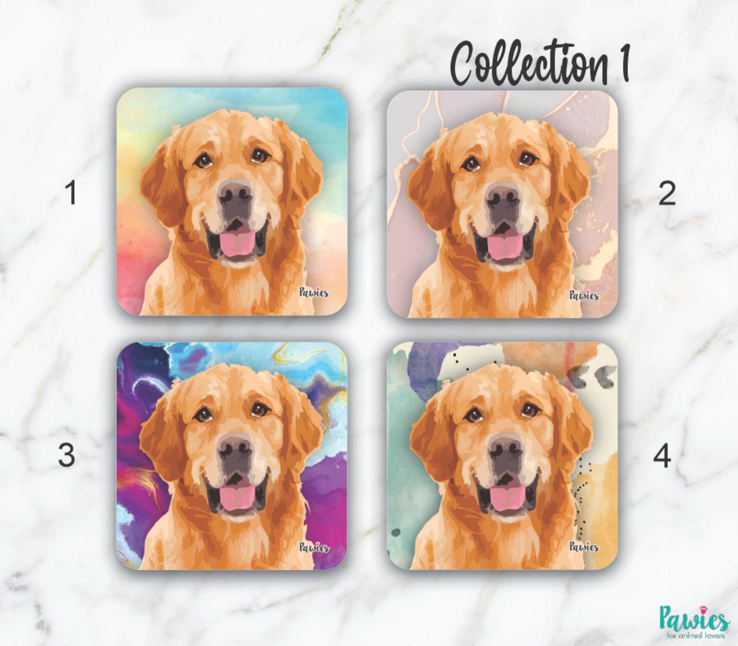 Golden Retriever Set of 4 Coasters