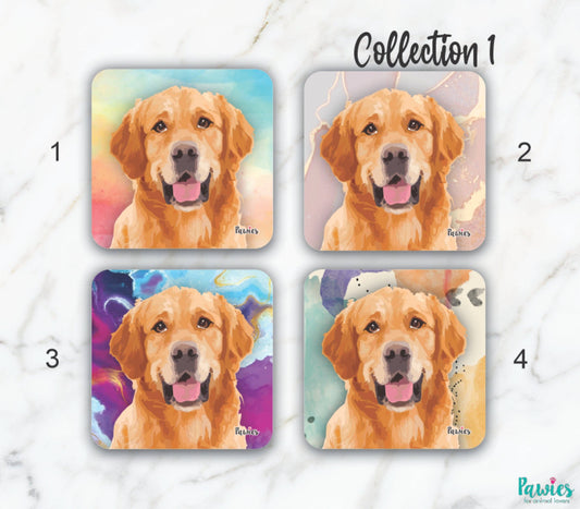 Golden Retriever Set of 4 Coasters