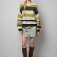 Brushed Stripe Knit Sweater in Multi Green
