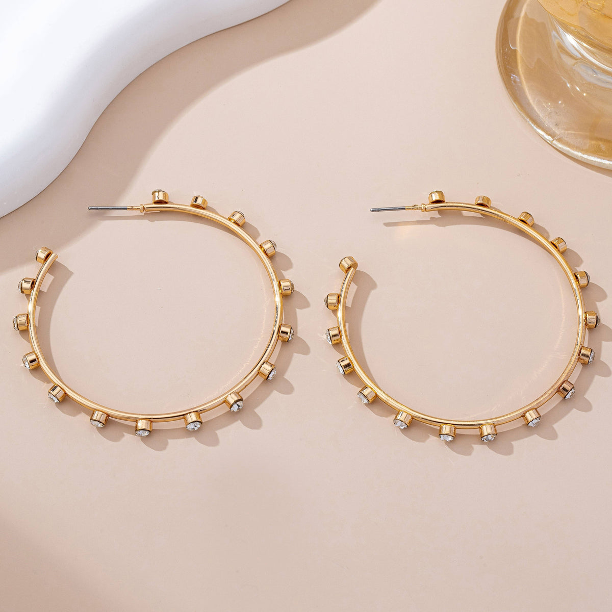 Crystal-Studded Gold Hoop Earrings GOLD