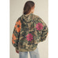 Vintage Camo Artisan Bloom Patch Hearts Oversized Hoodie: VINTAGE CAMO