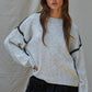 | Knit Sweater Stitch Detailed Crew Neck Pullover : Light Heather Grey
