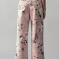 Rose Print High-Rise Denim Pants
