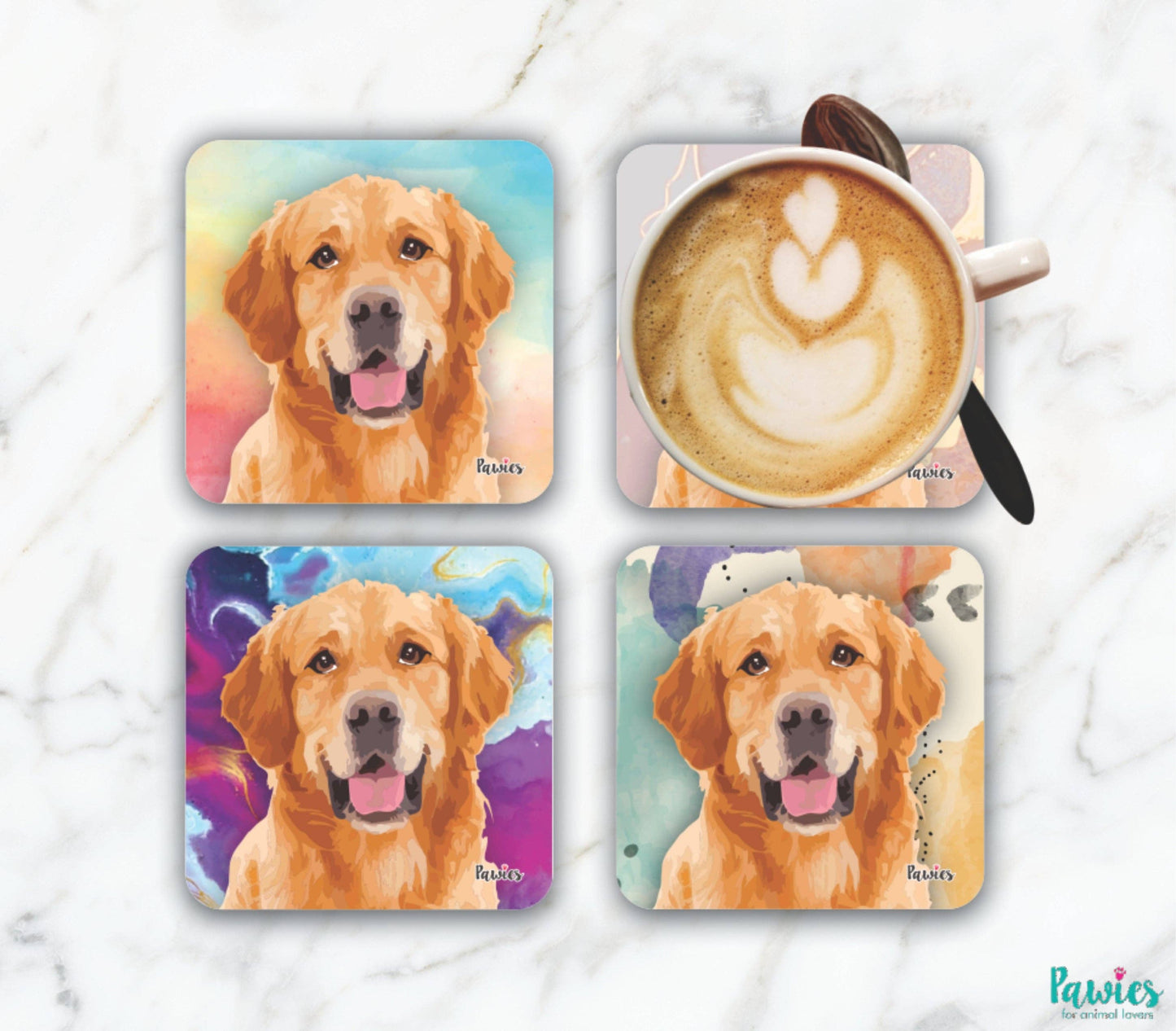 Golden Retriever Set of 4 Coasters