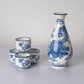 Ryu Dragon Porcelain Glazed 10 oz Sake Bottle and 4 Cups