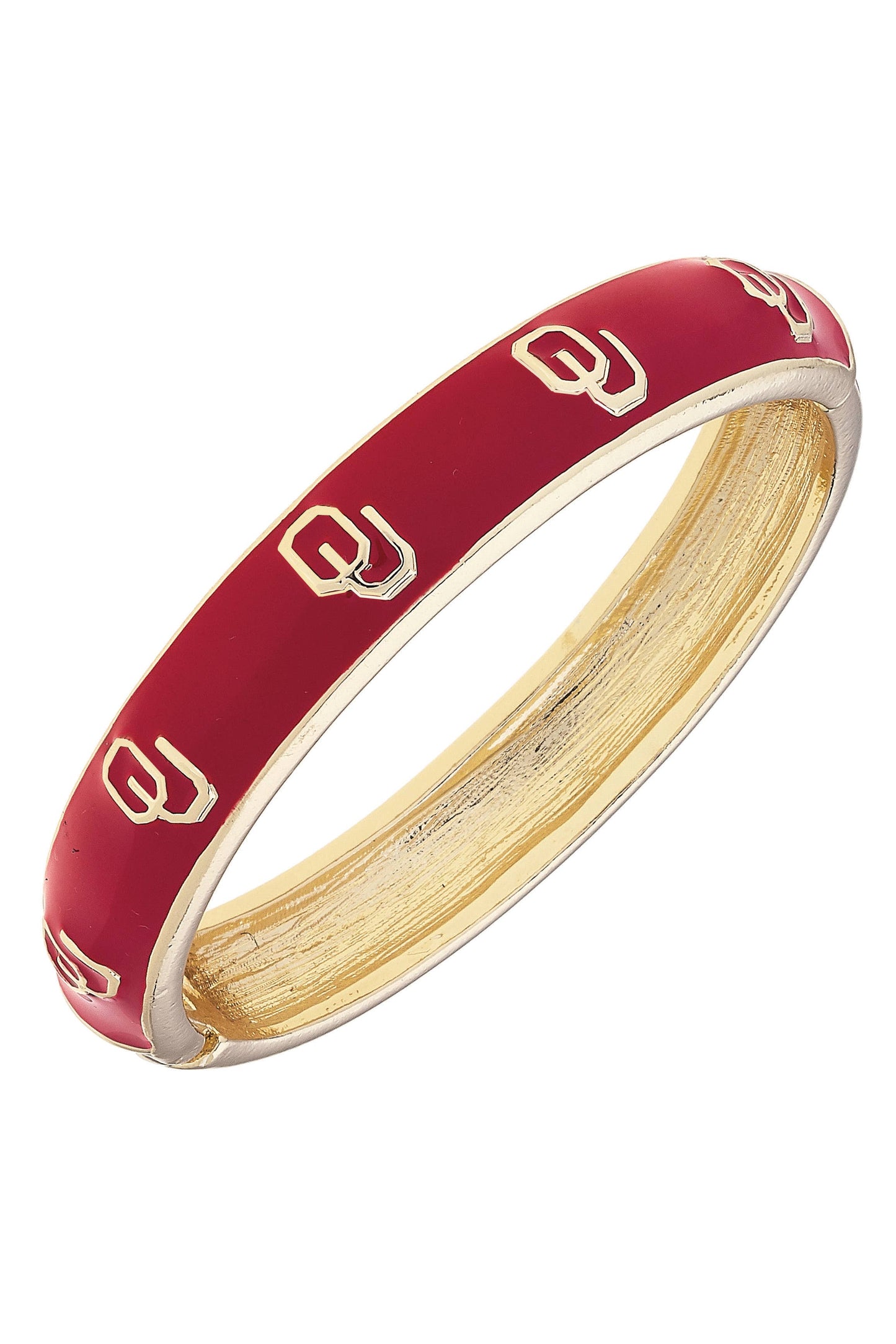 Oklahoma Sooners Sculpted Enamel Logo Hinge Bangle: Crimson