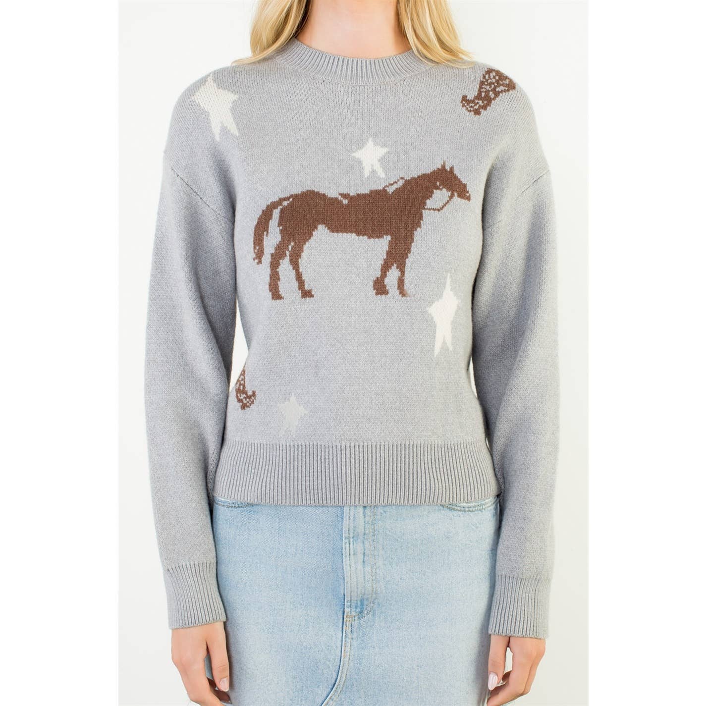 Horse And Star Knit Sweater: BEIGE