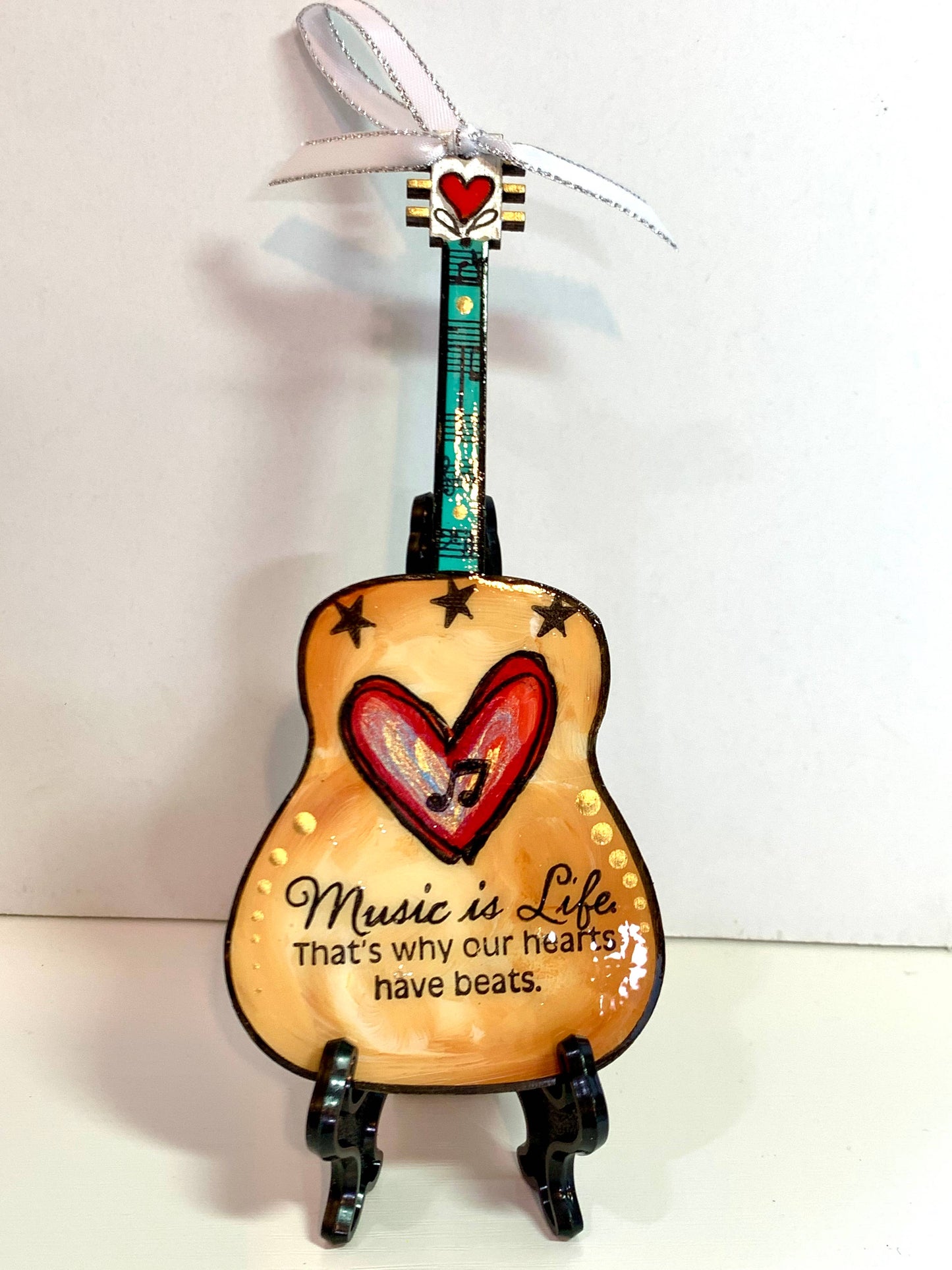 Music Is Life Guitar Ornament