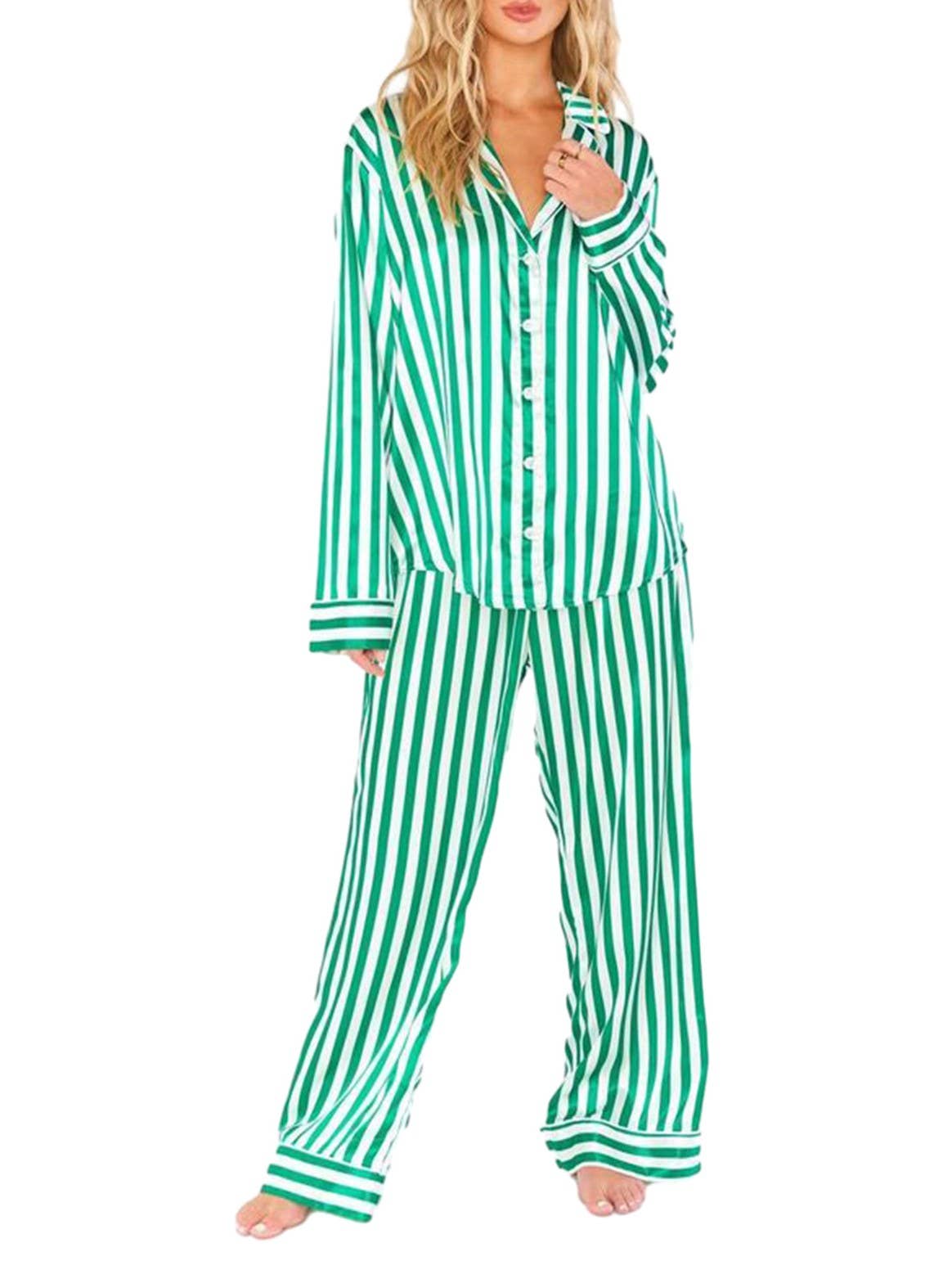 Christmas Striped Print Pajama Set