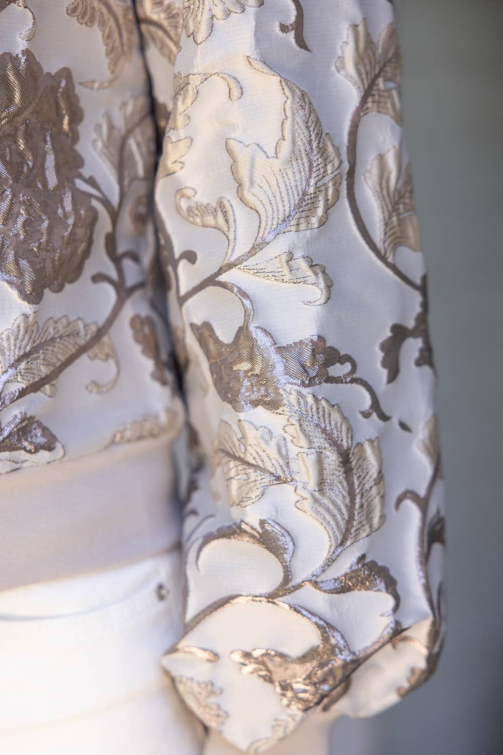 Floral Metallic Jacquard Bomber