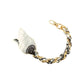 Gold Phone Chain with Scarf Black - Short: Black White