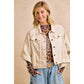 Preorder IVORY OVERSIZED CAPE SLEEVE CROPPED DENIM JACKET: IVORY