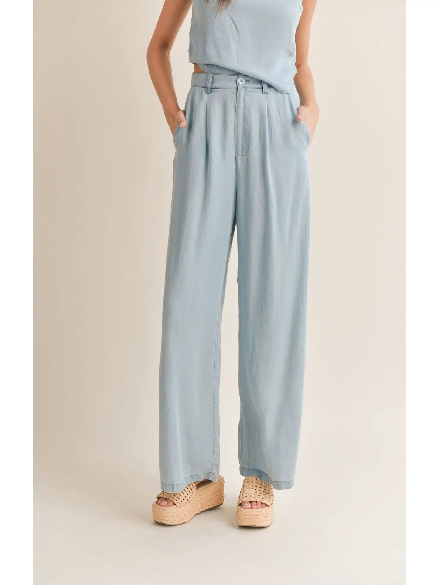 Soft Breeze Chambray Wide Leg Pant