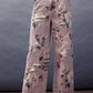Rose Print High-Rise Denim Pants