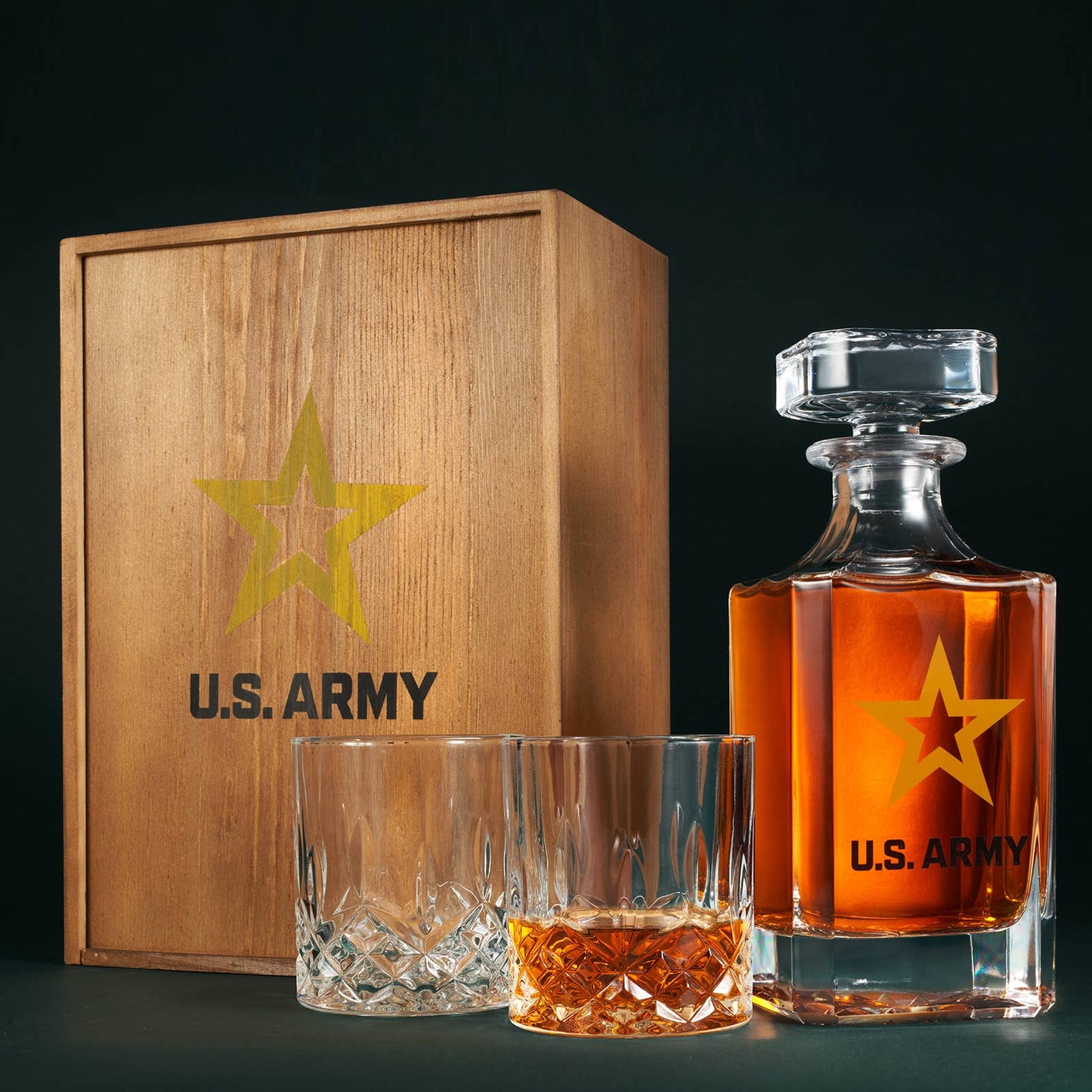 Army Whiskey Decanter + 2 glasses