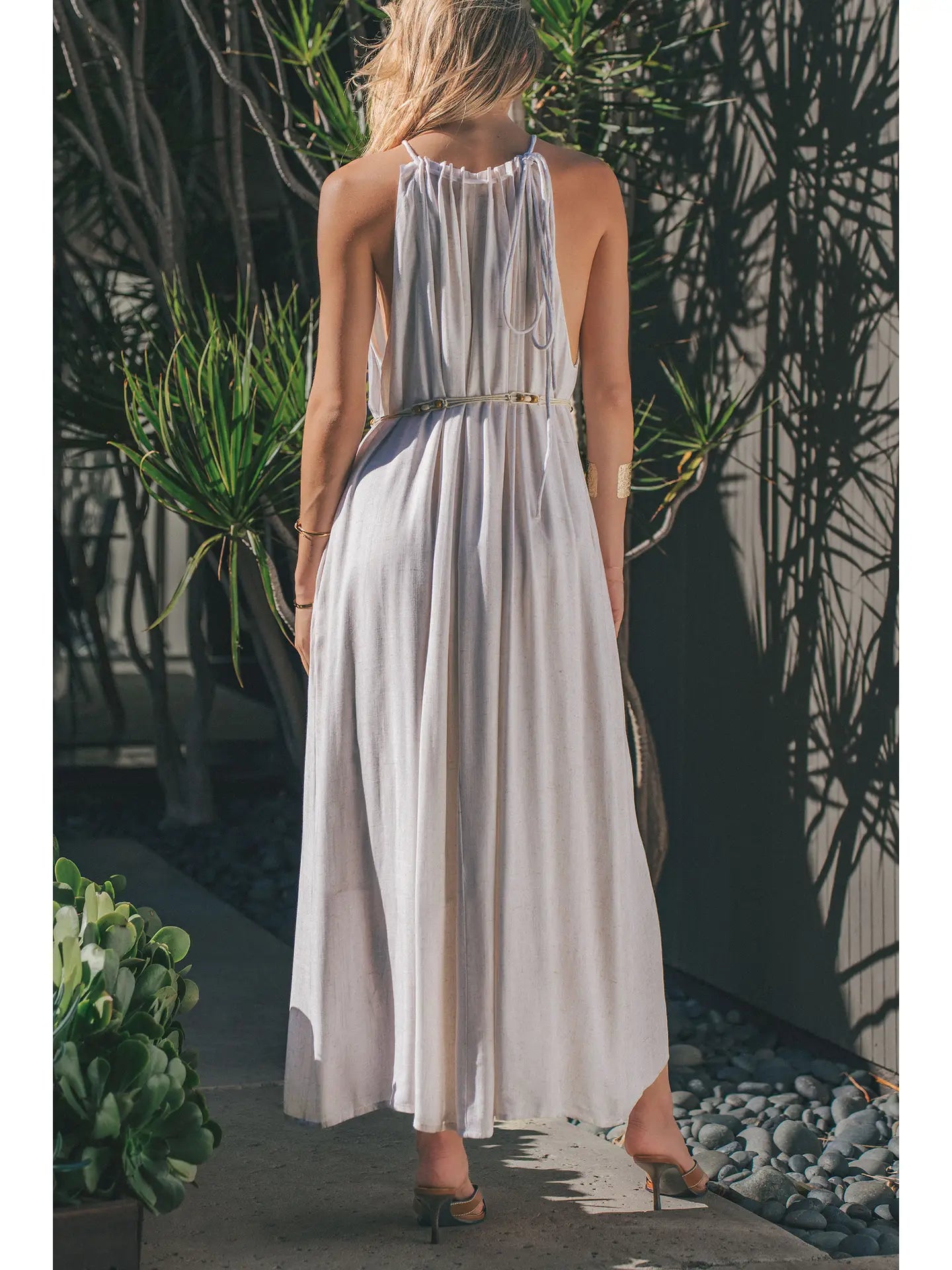 Oatmeal Halter Dress in Linen