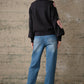 Side Stripe Straight Leg Jeans: MEDIUM WASH