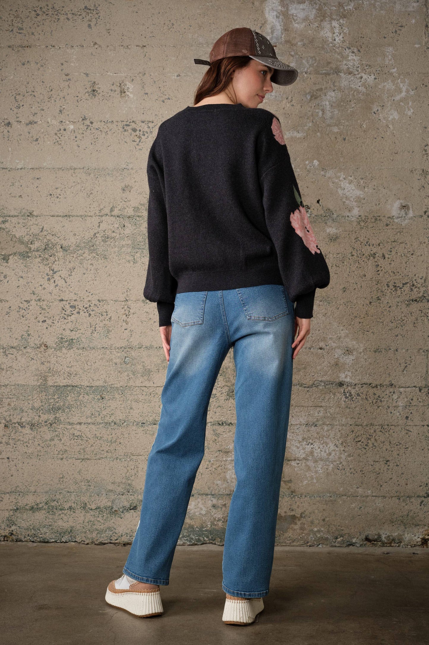 Side Stripe Straight Leg Jeans: MEDIUM WASH
