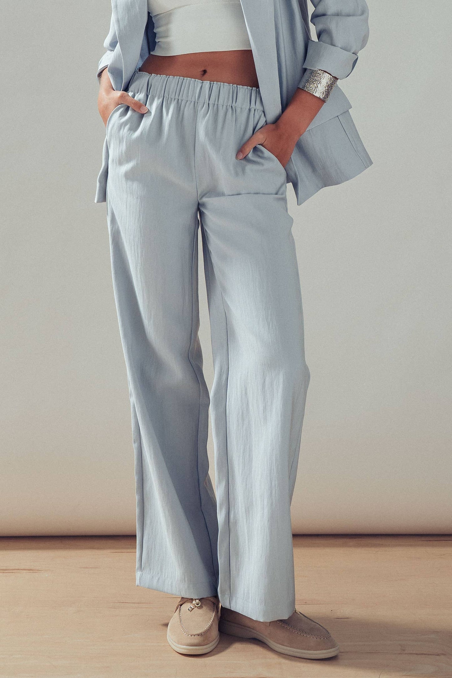 Dew Blue Open Front Soft Tailored Blazer