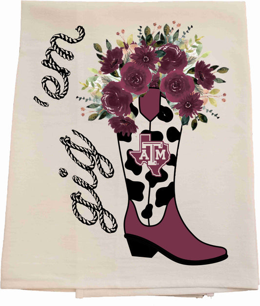 Aggie Cowboy Boot Tea Towel