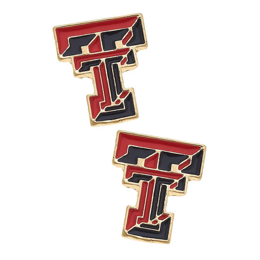 Texas Tech Red Raiders Enamel Logo Stud Earrings Gold
